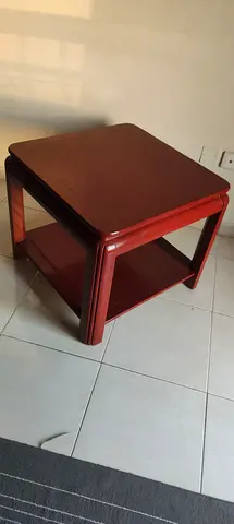 Solid Wood Square Side Table with Lower Shelf — Used