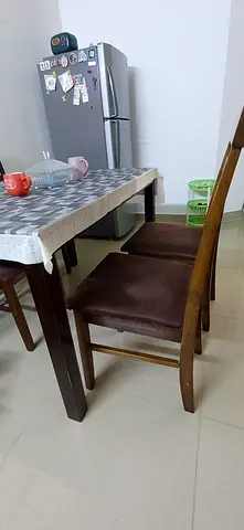 Wooden Dining Table with 4 Chairs - Good Condition
