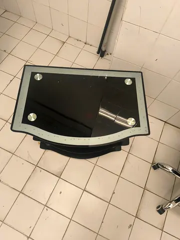 Small Black Glass TV/Entertainment Stand with Curved Shelf