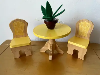 Barbie wooden chairs and table