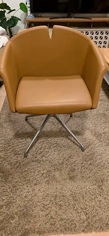 Mid-century Style Swivel Office Chair in Tan Vinyl