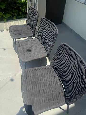Set of 6 Outdoor Wicker Dining Chairs - Dark Grey