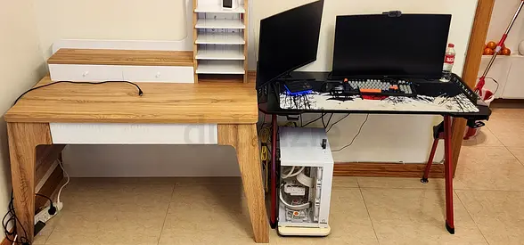 Pair of Computer Desks — Wooden Desk + Gaming Desk, Good Used excellent Condition