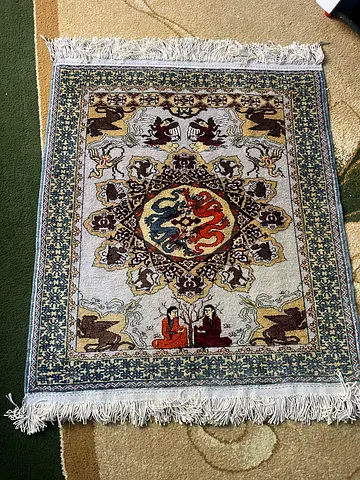 Handwoven Middle Eastern/Indian Style Small Rug with Fringe