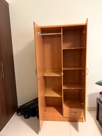 Two Door Wooden Cupboard With 1 Drawer Beige Color
