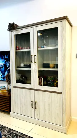 Wooden Display Cabinet with Glass Doors – Excellent Condition