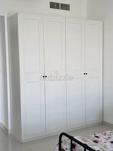 White Built-in 4-Door Wardrobe in Good Condition