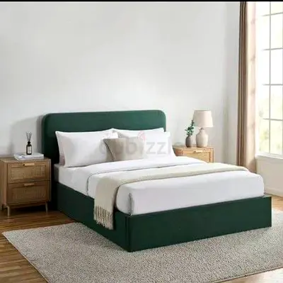 Elegant Double size Bedframe fully customisable in soft Fabric storage can be installed