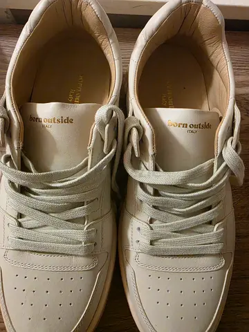Beige leather casual sneakers - brand new
