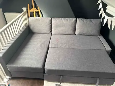 Grey L-shaped Sofa Bed with Storage Good Condition