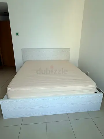 Queen Bed Frame (Pan Homes) + Premium Firm Mattress (Home Centre) – Like New