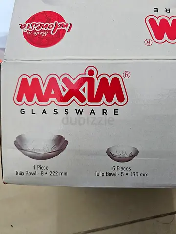 Maxim Glassware Tulip Bowls - Set of 7 (Unused in Box)