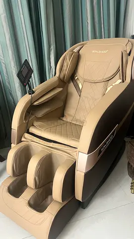 Full-Body Electric Massage Chair — Cream/Brown, Good Condition