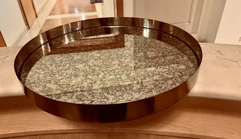 Round Metal Tray with Glass Mirror - 55x5cm (New in Box)