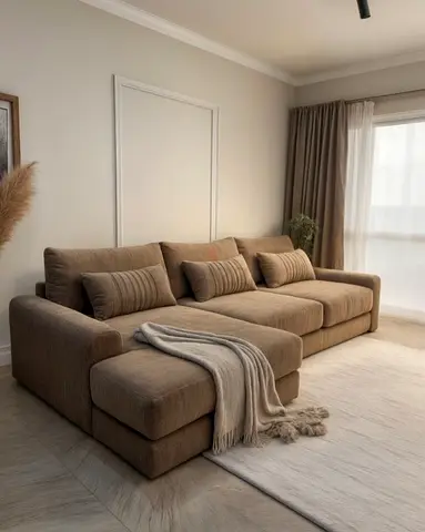 Beige L-shaped Modular Sofa