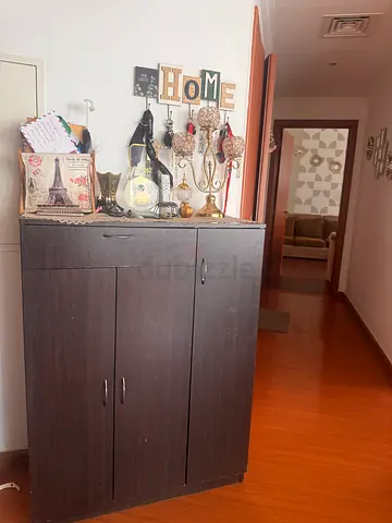 Dark brown wooden storage cabinet  shoe rack cupboard - good condition