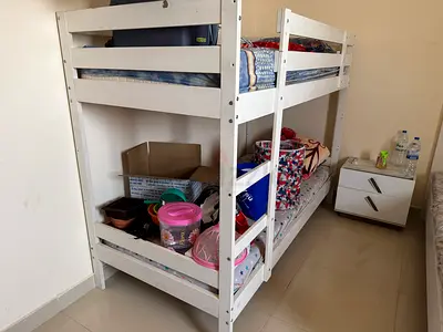 Solid white wooden bunk bed – good condition