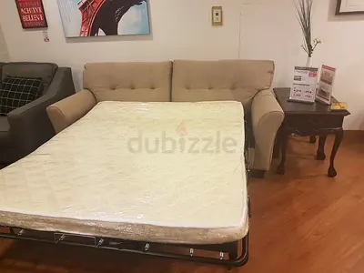 Beige 3-seater Sofa Bed with Mattress