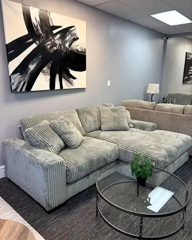 Light Grey Corduroy L-Shaped Corner Sofa with Cushions