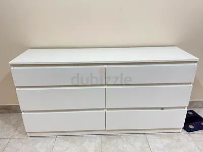 White 6-Drawer Low Dresser / Chest - Good Condition