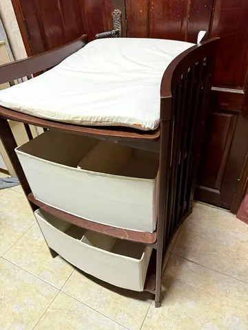 Wooden Baby Changing Table with Storage Drawers and Mat