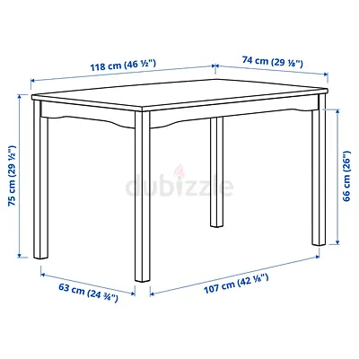 Wooden Dining Table (118 x 74 cm) - Solid Legs, Simple Design