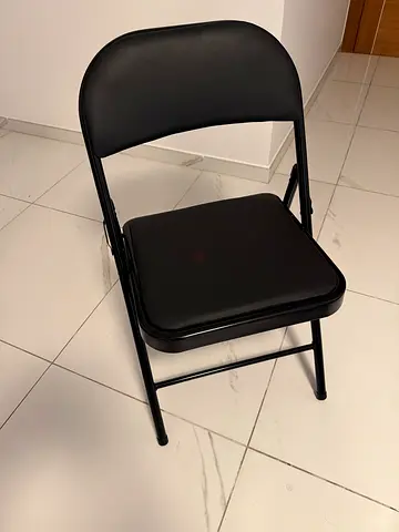 Black Padded Metal Folding Chair - Good Condition (4 to sell priced individually)