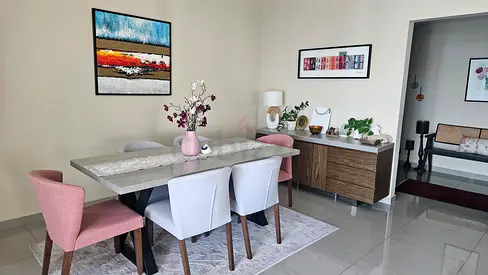 Modern 6-Seater Dining Table with Sideboard and Chairs