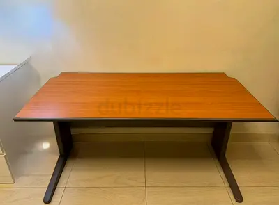 Wooden Office Desk with Metal Base - Medium Size