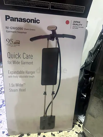 Panasonic Garment Steamer (NI-GWQ90) - Adjustable Hanger, 95g Steam