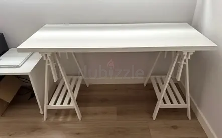 Ikea Adjustable Table - 140x60 cm Full White