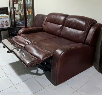 Brown Leather 2-Seater Recliner Sofa -Excellent Condition