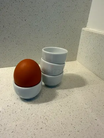 Set of 4 White Ceramic Egg Cups