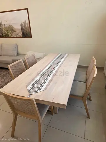 Light Wood Dining Table with 6 Matching Chairs - Minimalist Design