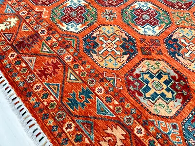 250 x 300 cm || Handmade Ersari Orange Wool Carpet