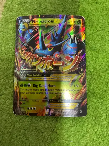 Pokemon Mega Heracross EX Full Art Collectible Card (Used)