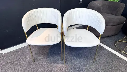 2 Pair of Modern White Velvet Dining Chairs with Gold Legs  1 black chairs set and single black