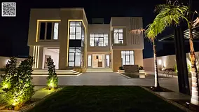 Own the largest villa in Al Yasmin area, 8000 sq ft, with 6 bedrooms, a swimming pool, and a large g