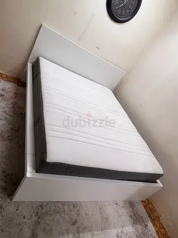 White Platform Bed Frame with Mattress - King/Double (see details)