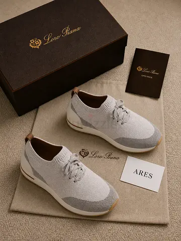 Loro Piana Ares Knit Sneakers - Light Grey, Size ? (With Box  Dust Bags)