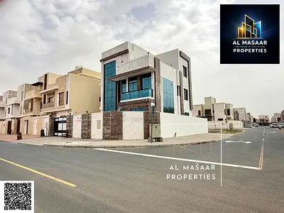 Corner villa for sale in Al Bahia area, super deluxe finishing, prime location, freehold ownership for all.