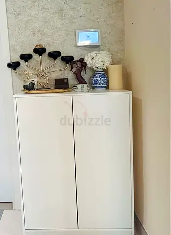 White Storage Cabinet / Shoe Cabinet - Compact 2-Door