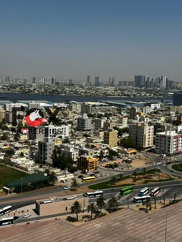 Two bedroom apartment for rent Al Bustan Ajman 46800 AED free AC and parking panoramic view 3 bathrooms