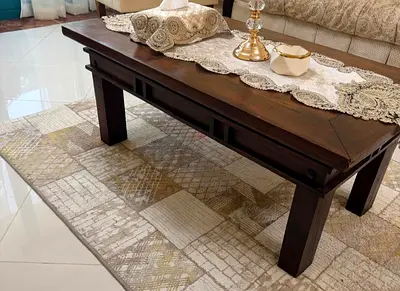 Solid Wood Coffee Table - Dark Brown, Rustic Modern
