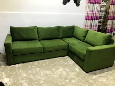 URGENT SALE L SAHPE LIGHT GREEN SOFA