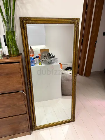 Large Full-Length Ornate Gold Framed Mirror - Floor/Wall Mount