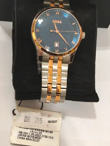 Hugo Boss Two-Tone Mens Watch - Blue Dial, Date Window