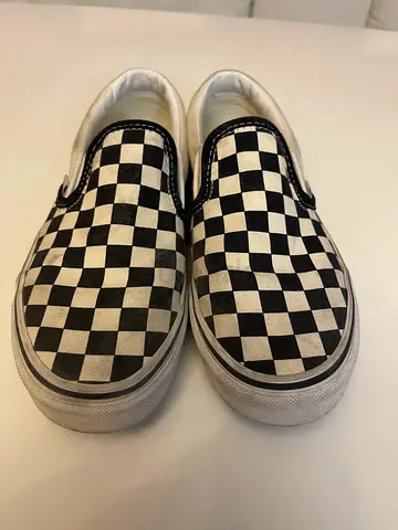 Checked Slip-On Vans — Classic Black  White, Used