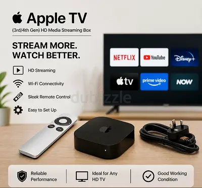 Apple TV (3rd/4th Gen) HD media streaming box — Good working condition