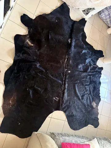Black Cowhide Rug - Large Genuine Hide
